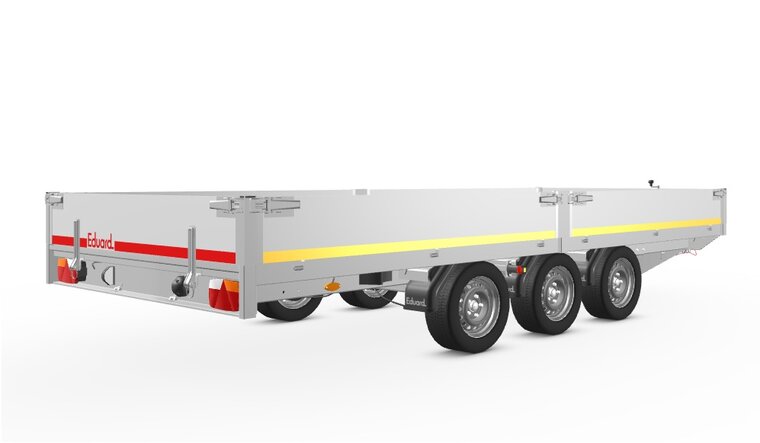 Plateauwagen geremd 456x200cm - 3500kg - met alu borden 30cm