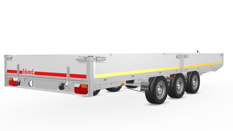 Plateauwagen geremd 506x200cm - 3500kg - met alu borden 30cm