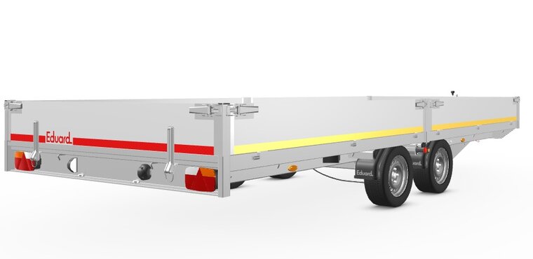 Plateauwagen geremd 506x220cm - 3500kg - met alu borden 30cm