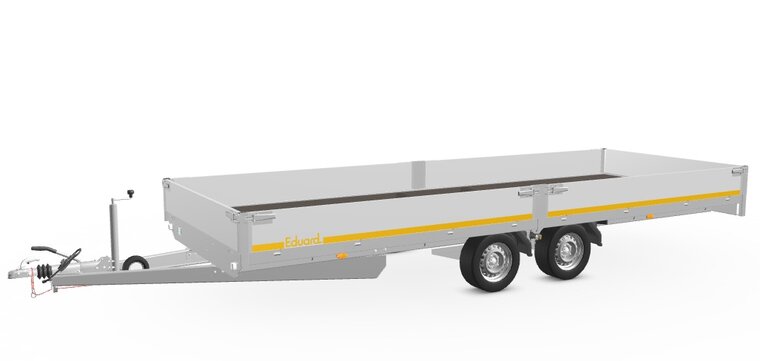 Plateauwagen geremd 556x200cm - 3500kg - met alu borden 30cm