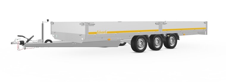 Plateauwagen geremd 556x200cm - 3500kg - met alu borden 30cm