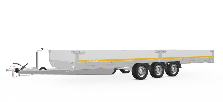 Plateauwagen geremd 606x200cm - 3500kg - met alu borden 30cm