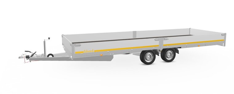 Plateauwagen geremd 606x200cm - 2700kg - met alu borden 30cm