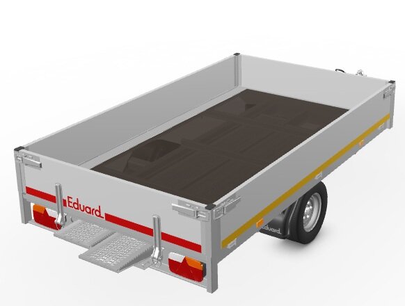 Plateauwagen ongeremd 256x150cm - 750kg - met alu borden 30cm - Rijplaten in slede