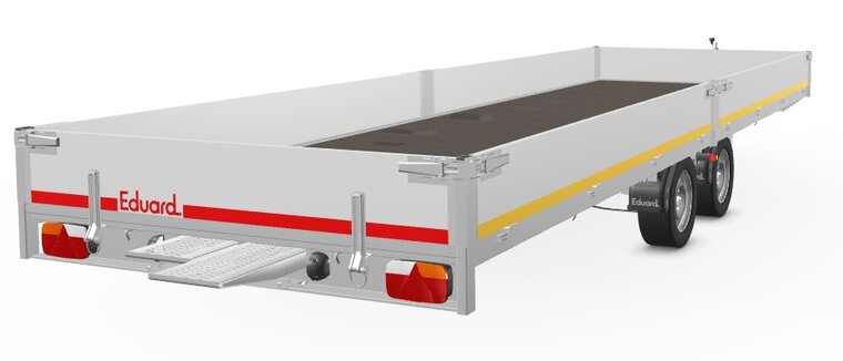 Plateauwagen geremd 606x200cm - 2700kg - met alu borden 30cm - Rijplaten in slede