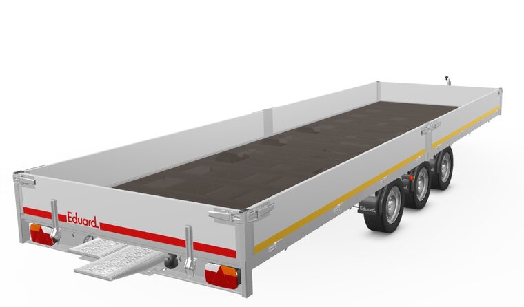 Plateauwagen geremd 606x200cm - 3500kg - met alu borden 30cm - Incl. rijplaten