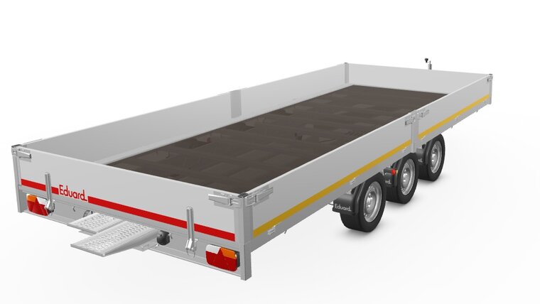Plateauwagen geremd 506x220cm - 3500kg - met alu borden 30cm - incl. rijplaten
