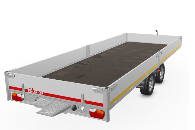 Plateauwagen geremd 506x220cm - 3500kg - met alu borden 30cm - incl. rijplaten