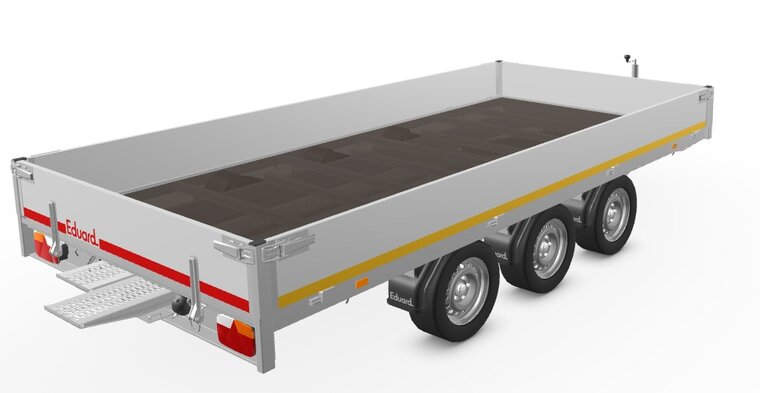 Plateauwagen geremd 406x200cm - 3500kg - met alu borden 30cm - incl. rijplaten