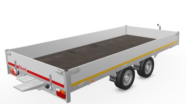 Plateauwagen geremd 406x200cm - 3500kg - met alu borden 30cm - Incl. rijplaten