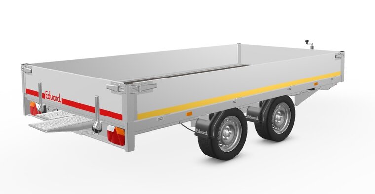 Plateauwagen geremd 330x180cm - 2700kg - met alu borden 30cm - incl. rijplaten