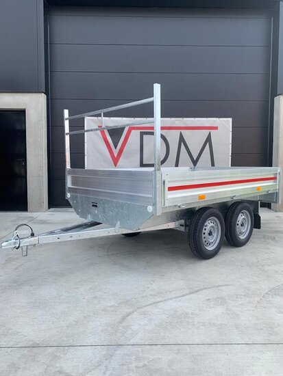 Plateauwagen ongeremd  300x150cm - 750kg - met alu borden 30cm - dubbelas