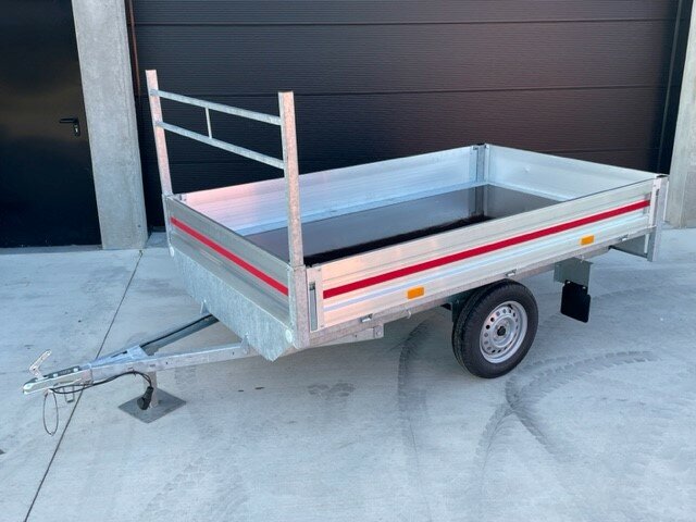 Plateauwagen ongeremd 260x150cm - 750kg - met alu borden 30cm - 