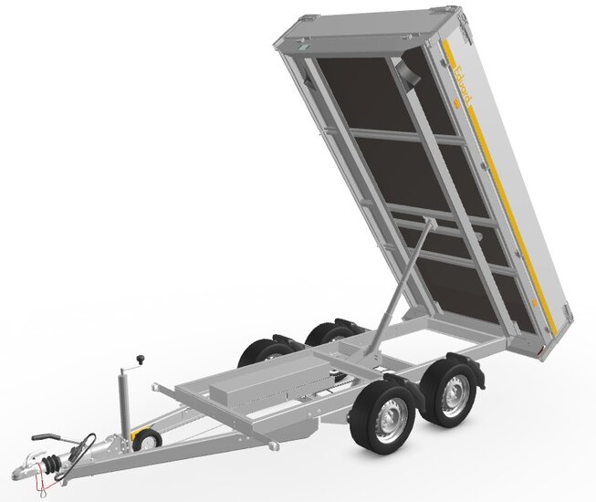 Kipper geremd 311x160cm - 2700kg - met alu borden 30cm - dubbelas