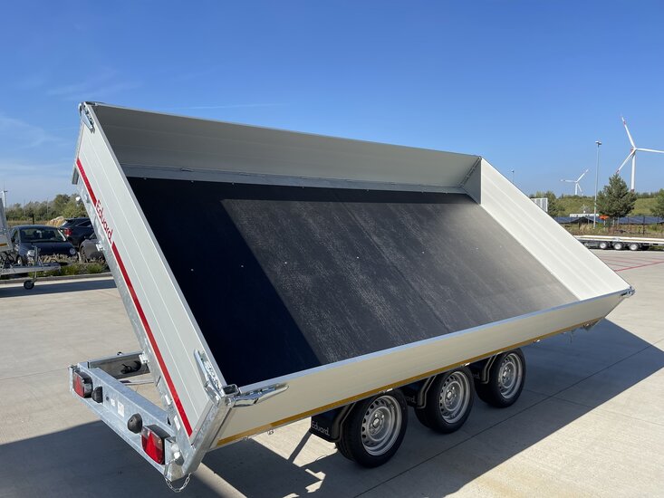 Kipper geremd 406x200cm - 3500kg - met alu borden 30cm - drieasser 