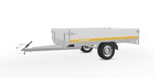 Plateauwagen ongeremd 251x145cm - 750kg - met alu borden 30cm