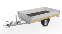 Plateauwagen geremd 256x150cm - 1000kg - met alu borden 30cm