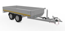 Plateauwagen geremd 306x153cm - 2000kg - met alu borden 30cm