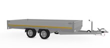 Plateauwagen geremd 406x180cm - 3500kg - met alu borden 30cm