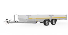 Plateauwagen geremd 456x200cm - 3500kg - met alu borden 30cm