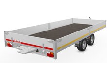 Plateauwagen geremd 456x220cm - 3500kg - met alu borden 30cm -incl. rijplaten