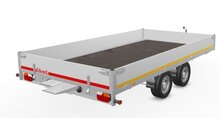 Plateauwagen geremd 406x220cm - 3500kg - met alu borden 30cm - Incl. rijplaten