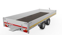 Plateauwagen geremd 406x180cm - 2700kg - met alu borden 30cm - incl. rijplaten