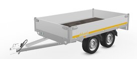 251x145cm dubbelas ongeremde plateauwagen met laadvloer hoogte 63cm. 251x145cm dubbelas ongeremde plateauwagen met laadvloer hoogte 63cm.