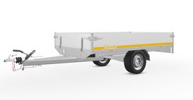 Plateauwagen geremd 251x145cm - 1350kg - met alu borden 30cm Plateauwagen geremd 251x145cm - 1350kg - met alu borden 30cm