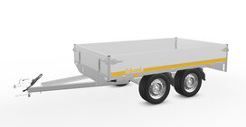 Plateauwagen ongeremd 251x145cm - 750kg - met alu borden 30cm - dubbelas Plateauwagen ongeremd 251x145cm - 750kg - met alu borden 30cm - dubbelas