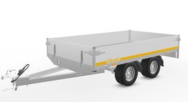 Plateauwagen ongeremd 251x145cm - 750kg - met alu borden 30cm - dubbelas Plateauwagen ongeremd 251x145cm - 750kg - met alu borden 30cm - dubbelas