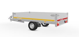 Plateauwagen ongeremd 256x150cm - 750kg - met alu borden 30cm Plateauwagen ongeremd 256x150cm - 750kg - met alu borden 30cm