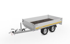 Plateauwagen geremd 256x150cm - 2000kg - met alu borden 30cm Plateauwagen geremd 256x150cm - 2000kg - met alu borden 30cm