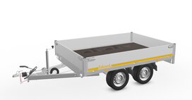 Plateauwagen geremd 256x180cm - 2000kg - met alu borden 30cm Plateauwagen geremd 256x180cm - 2000kg - met alu borden 30cm