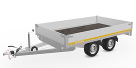 Plateauwagen geremd 311x180cm - 2700kg - met alu borden 30cm Plateauwagen geremd 311x180cm - 2700kg - met alu borden 30cm