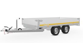 Plateauwagen geremd 330x180cm - 2700kg - met alu borden 30cm Plateauwagen geremd 330x180cm - 2700kg - met alu borden 30cm
