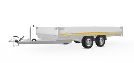 Plateauwagen geremd 406x180cm - 2700kg - met alu borden 30cm Plateauwagen geremd 406x180cm - 2700kg - met alu borden 30cm