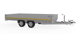 Plateauwagen geremd 406x180cm - 3500kg - met alu borden 30cm Plateauwagen geremd 406x180cm - 3500kg - met alu borden 30cm