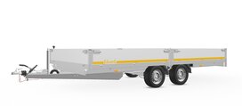 Plateauwagen geremd 456x220cm - 3500kg - met alu borden 30cm Plateauwagen geremd 456x220cm - 3500kg - met alu borden 30cm