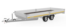 Plateauwagen geremd 506x200cm - 2700kg - met alu borden 30cm Plateauwagen geremd 506x200cm - 2700kg - met alu borden 30cm