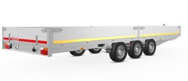 Plateauwagen geremd 556x200cm - 3500kg - met alu borden 30cm Plateauwagen geremd 556x200cm - 3500kg - met alu borden 30cm