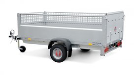 Deze kantelbare bakwagen is met loofreken, afmeting 251x128cm met as van 750kg Deze kantelbare bakwagen is met loofreken, afmeting 251x128cm met as van 750kg